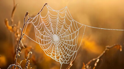 Wall Mural - a spider web with water droplets on it