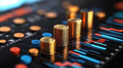 Poster - Quarterly Financial Income Growth Visualization Report 3D Render