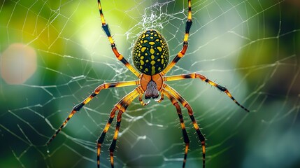 Wall Mural - golden orb-weaver spider in its web in the jungle