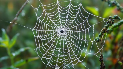 Wall Mural - intricate and delicate spider web pattern in a natural outdoor setting