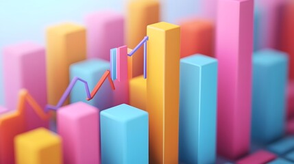 Poster - Detailed 3D Rendered Income Chart Showcasing Financial Growth Over the Past Year