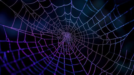 Wall Mural - light spider web isolated on black background for halloween card