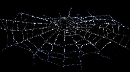Wall Mural - light spider web isolated on black background for halloween card