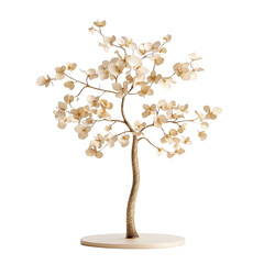 Golden Tree with White Flowers