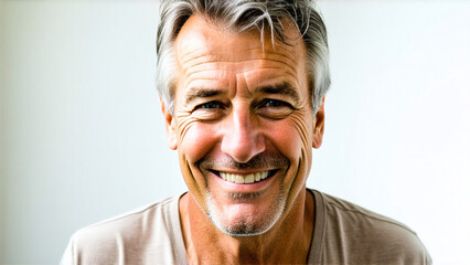 Senior grey-haired man smiling happy