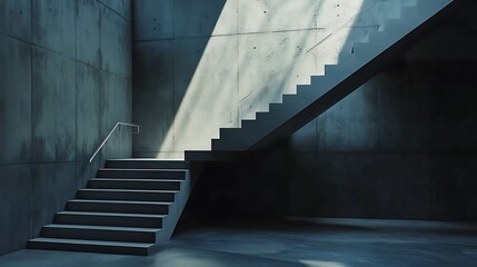 Minimalist Industrial Staircase with Matte Steel Steps and Sharp Angles