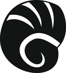 Poster - Black and white seashell showing spiral shape with ridges