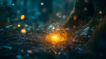 Fototapete - Captivating Glowing Magical Object in Mysterious Illuminated Setting