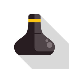 Poster - simple flat design icon of a chemical flask with a long shadow on a light background
