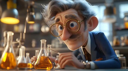 Poster - Scientist Conducting Experiments with Chemical Precursor in Laboratory