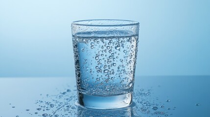 A Glass of Sparkling Water with Bubbles