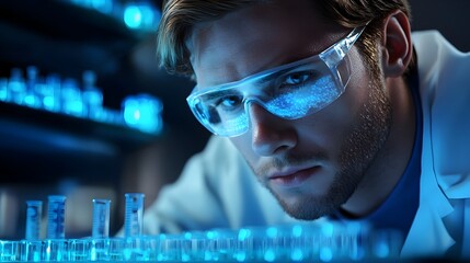 Poster - A researcher adjusting pH to study precursor behavior in a laboratory setting