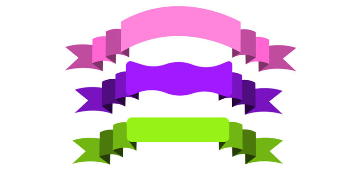 Set of Black Ribbons, Banners - Design Elements on white