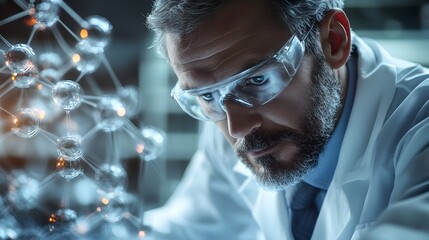 Poster - Scientist Comparing Chemical Compounds in Laboratory Setting