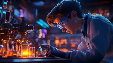 Poster - Scientist Hypothesizing the Behavior of a Precursor in a 3D Rendered Scene