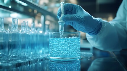 Poster - Researcher Examining Solubility of Precursor Substance in Water