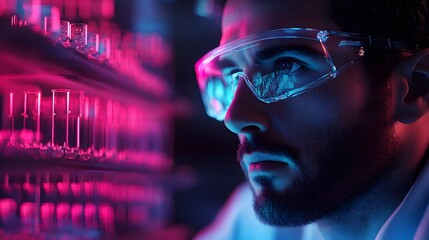 Poster - Scientist Investigating Precursor s Role in Chemical Reaction Through 3D Rendering
