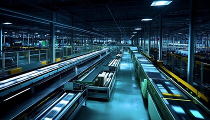 Poster - Detailed Cargo Container Loading with Digital Overlays at Busy Port