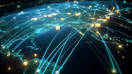 Aufkleber - Futuristic Mobile Commerce Interface with Real-Time Global Transactions