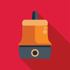 Poster - Big ship bell ringing on red background, flat design icon with long shadow