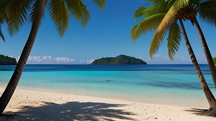 beach with water and blue sky