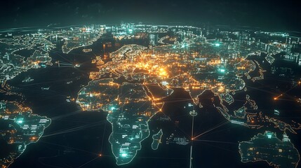 Aufkleber - Visualization of Global E-Commerce Expansion with Digital Storefronts on 3D Map