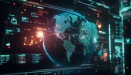 Aufkleber - Futuristic E-Commerce Interface with Data on Consumer Behavior Across Countries