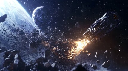 Poster - Futuristic Spacecraft Using Robotic Arm to Capture Space Debris for Recycling and