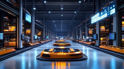 Aufkleber - High-Tech Global Fulfillment Center with Automated Robots and Real-Time Inventory
