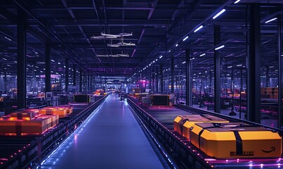 Aufkleber - State-of-the-Art Fulfillment Center with Automated Sorting and Drone Shipping