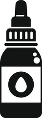 Poster - Black and white silhouette of a bottle with a pipette containing essential oil, ideal for aromatherapy and massage