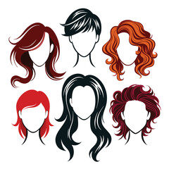 vector set of women hair style