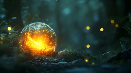 Aufkleber - Mesmerizing Glowing Magical Object Illuminating Mysterious Dark Setting