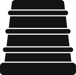 Poster - black metal thimble sewing tool icon in simple style isolated on white background