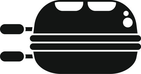 Poster - black and white vector illustration of a bathyscaphe exploring the bottom of the sea
