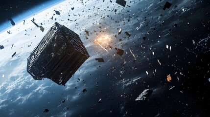 Aufkleber - Satellite Shield Deployed to Protect Against Incoming Space Debris