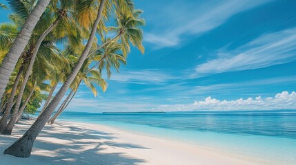 Wall Mural - Tropical Paradise Beach with Palm Trees