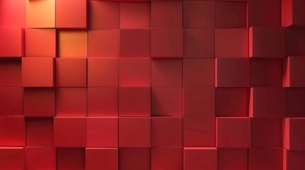 Wall Mural - 3D abstract geometric background with red cubes, creating a modern and dynamic visual effect.