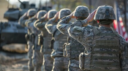 Wall Mural - Saluting US Soldiers on Memorial and Veterans Day - Honoring the Military of America