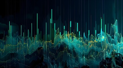 Poster - a stock market chart with candlestick graphics, displaying the upward trend of an object.
