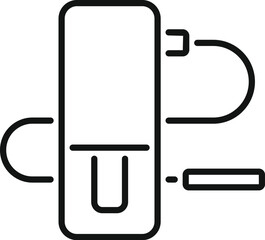Poster - Power bank charging smartphone using usb cable, simple black and white outline icon