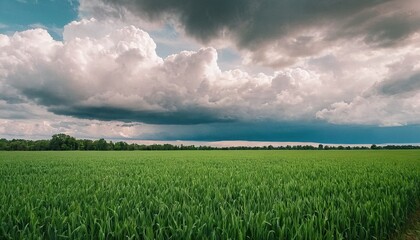 Wall Mural - Digital composition of green meadow and blue sky
2