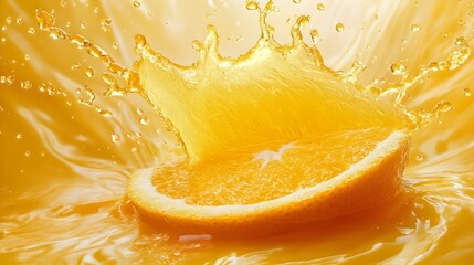 Poster - Vibrant Explosion of Citrus Juice Colliding with Orange Slice
