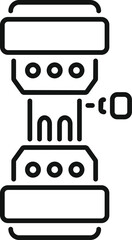 Poster - Line drawing of a machine processing raw material with a conveyor belt, ideal for industrial and manufacturing themes