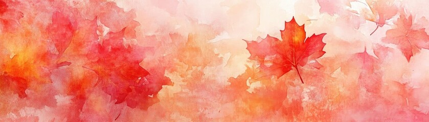 Sticker - A serene watercolor abstract featuring vibrant red and orange leaves against a soft background, evoking autumn's beauty.