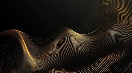 abstract black background with gold lines and dots.