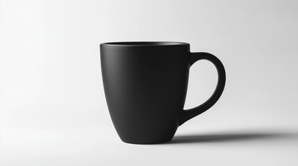 Wall Mural - Black Mug on White Background