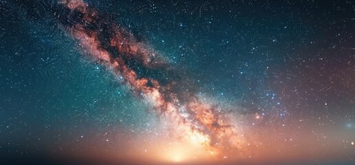 Starry Night Sky, Milky Way Galaxy Over Outer Space Landscape Background