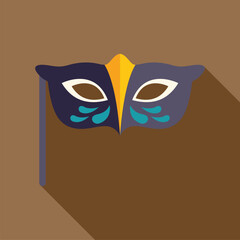 Poster - blue and purple carnival mask with long shadow on brown background, great design for any purposes
