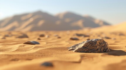 Wall Mural - The smooth surface of a sandy desert, with a few small stones adding contrast to the background.